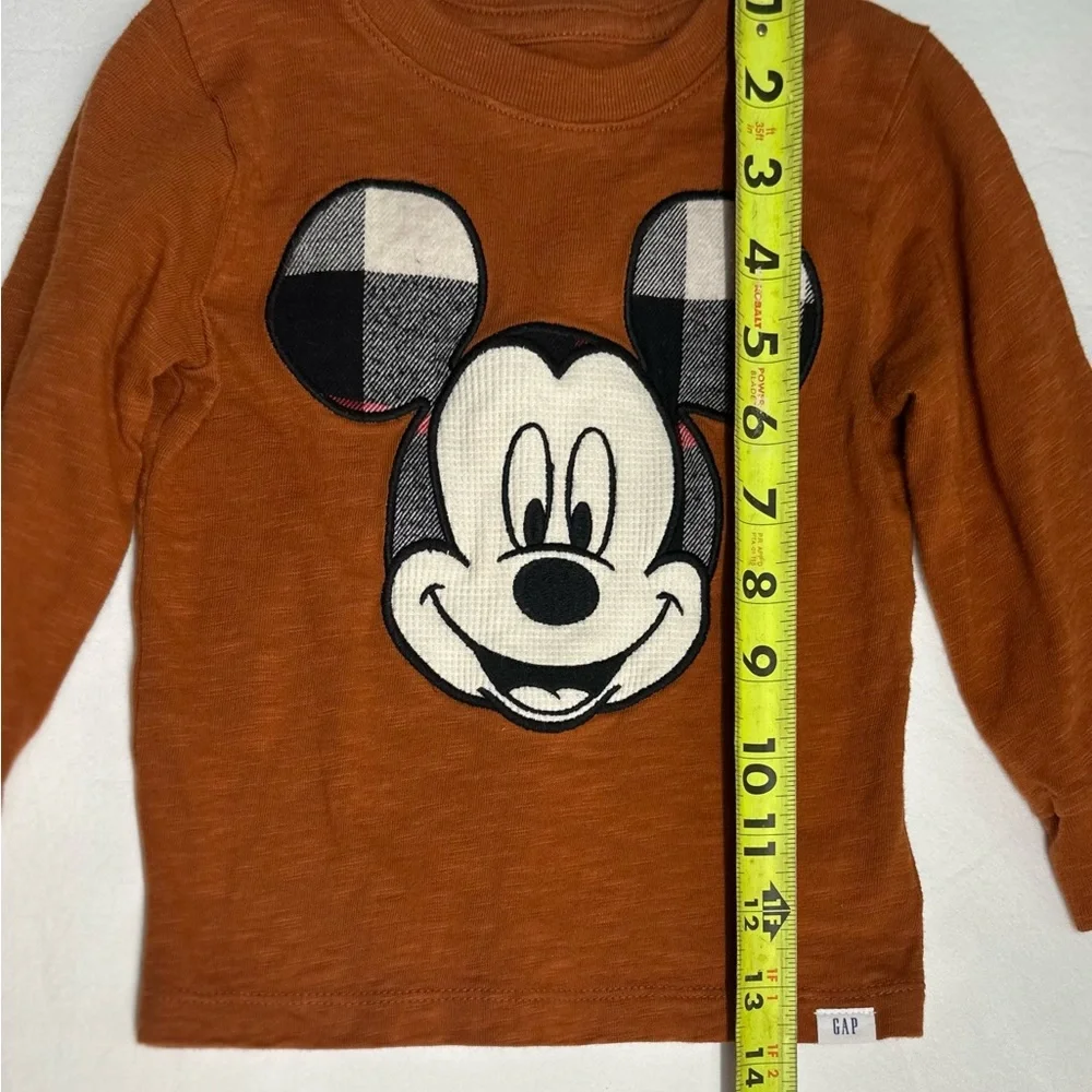 GAP Kids Rust Mickey Mouse Long Sleeve Tee size 2 - Picture 6 of 6